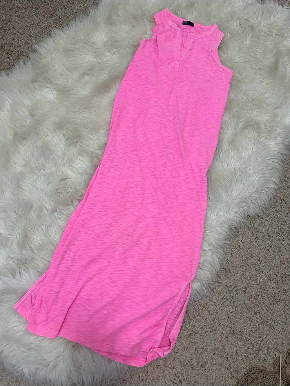 GAP Sleeveless Midi Dress in Bright Pink